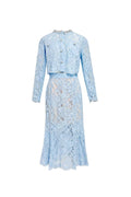 carol lace embellished top & midi skirt in blue
