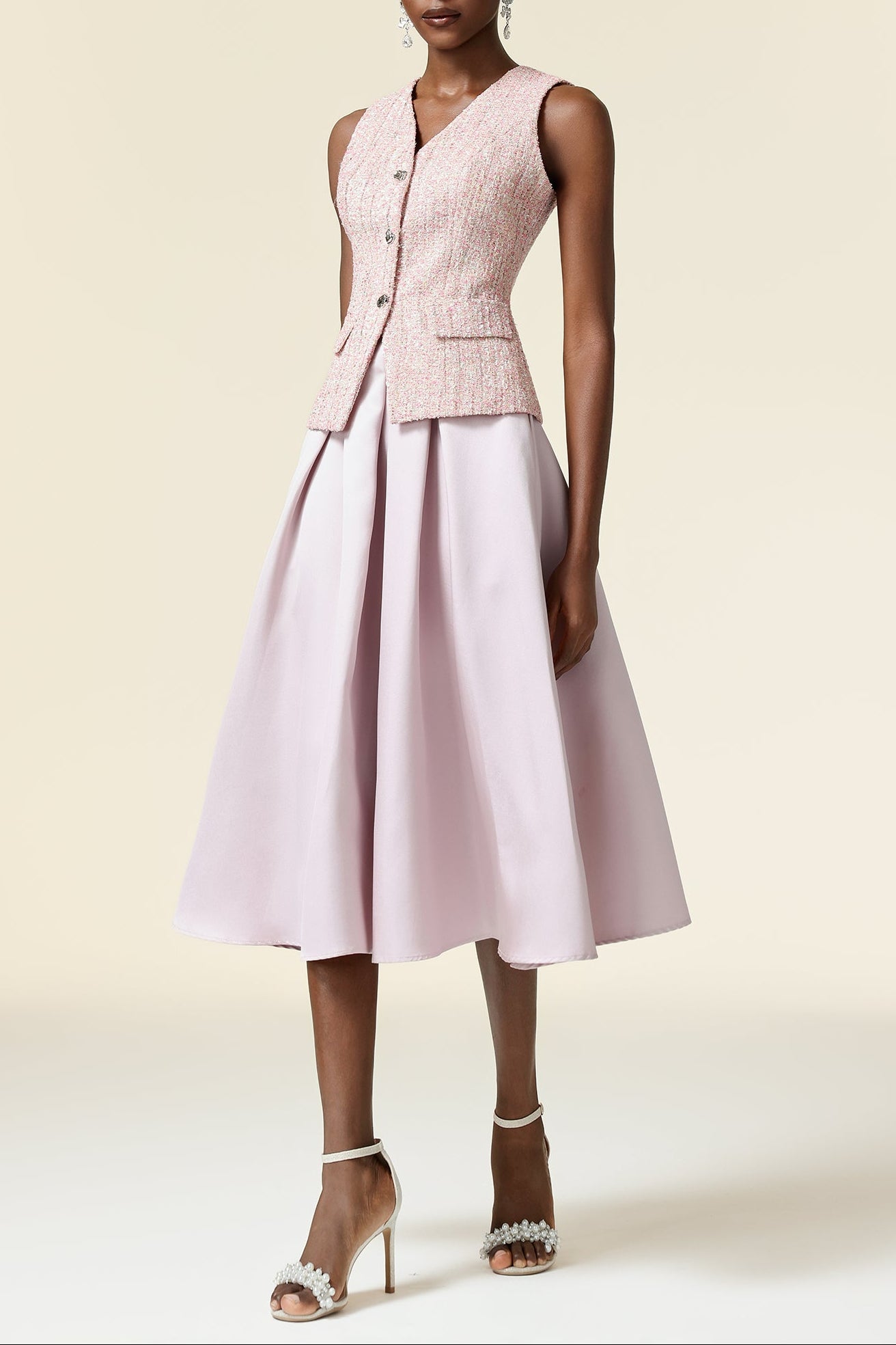 Flowering Girl Women Ella Pink V-Neck Sleeveless Top & Skirt Two-Piece Set
