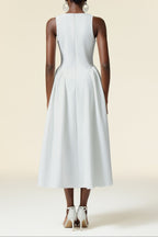 Flowering Girl Women Resber white Round Neck Sleeveless Maxi Dress