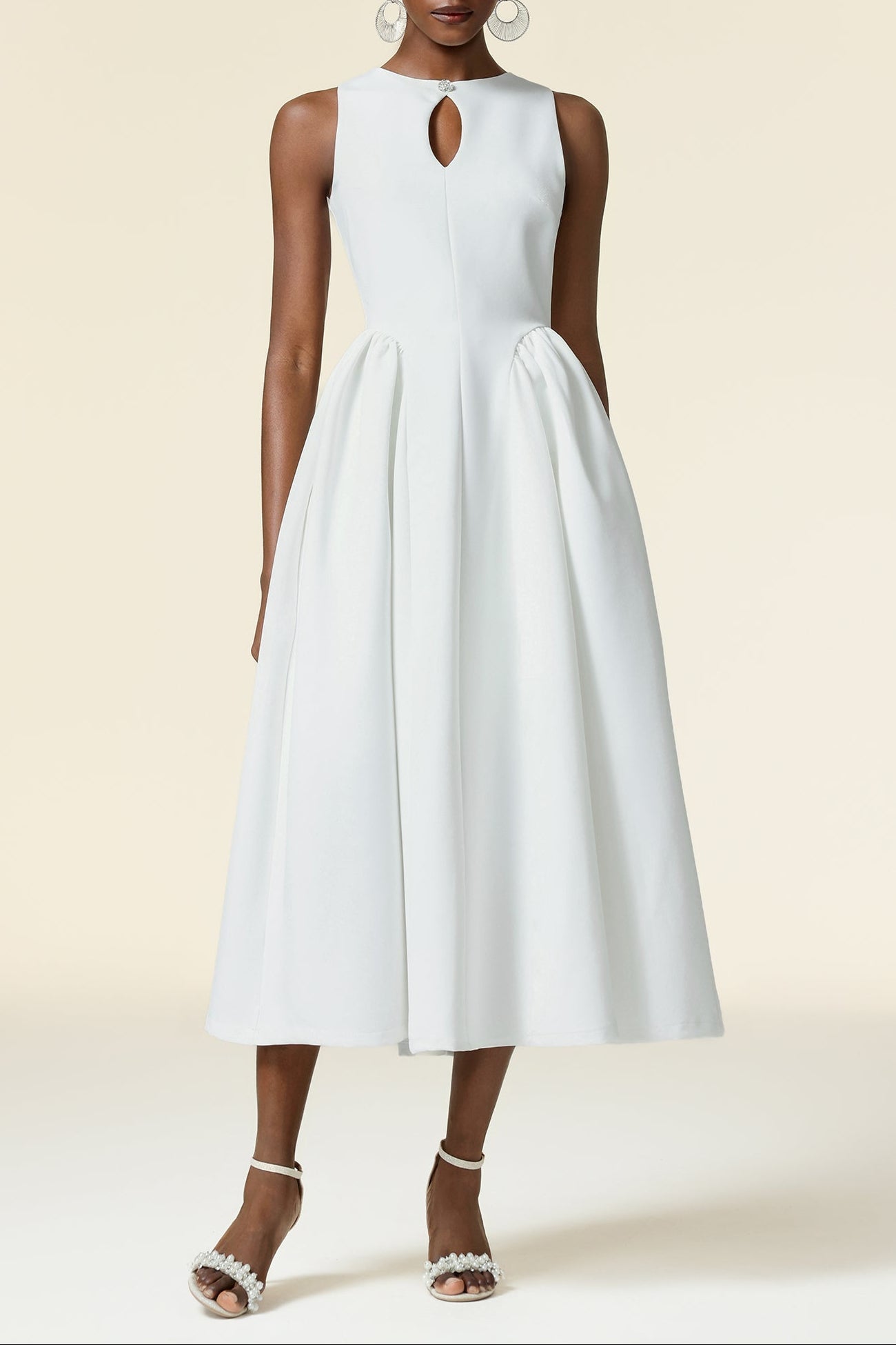 Flowering Girl Women Resber white Round Neck Sleeveless Maxi Dress