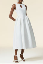 Flowering Girl Women Resber white Round Neck Sleeveless Maxi Dress