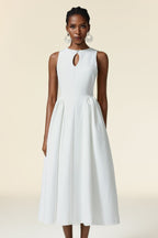 Flowering Girl Women Resber white Round Neck Sleeveless Maxi Dress