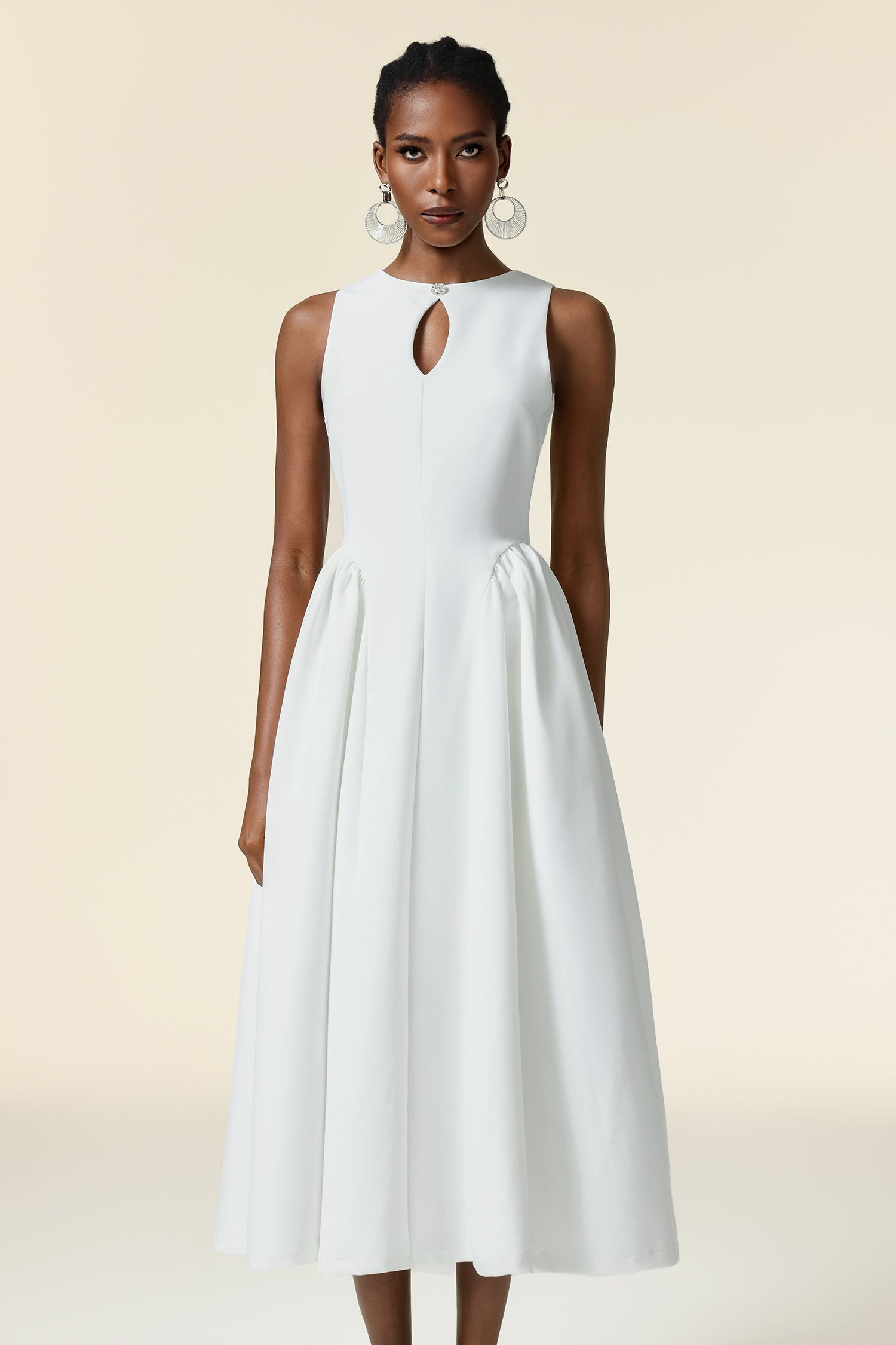 Flowering Girl Women Resber white Round Neck Sleeveless Maxi Dress