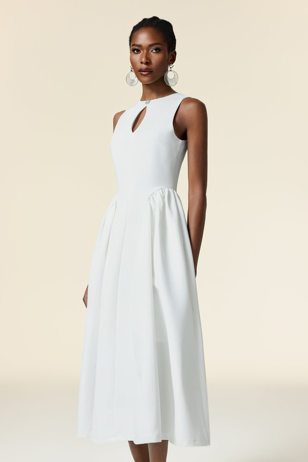 Flowering Girl Women Resber white Round Neck Sleeveless Maxi Dress