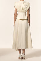 Harli V-Neck Sleeveless Folds Top And Skirt Two-Piece Set