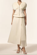 Harli V-Neck Sleeveless Folds Top And Skirt Two-Piece Set