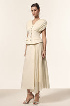 Harli V-Neck Sleeveless Folds Top And Skirt Two-Piece Set