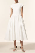 Flowering Girl Women Lillian white Sleeveless Folds Midi Dress