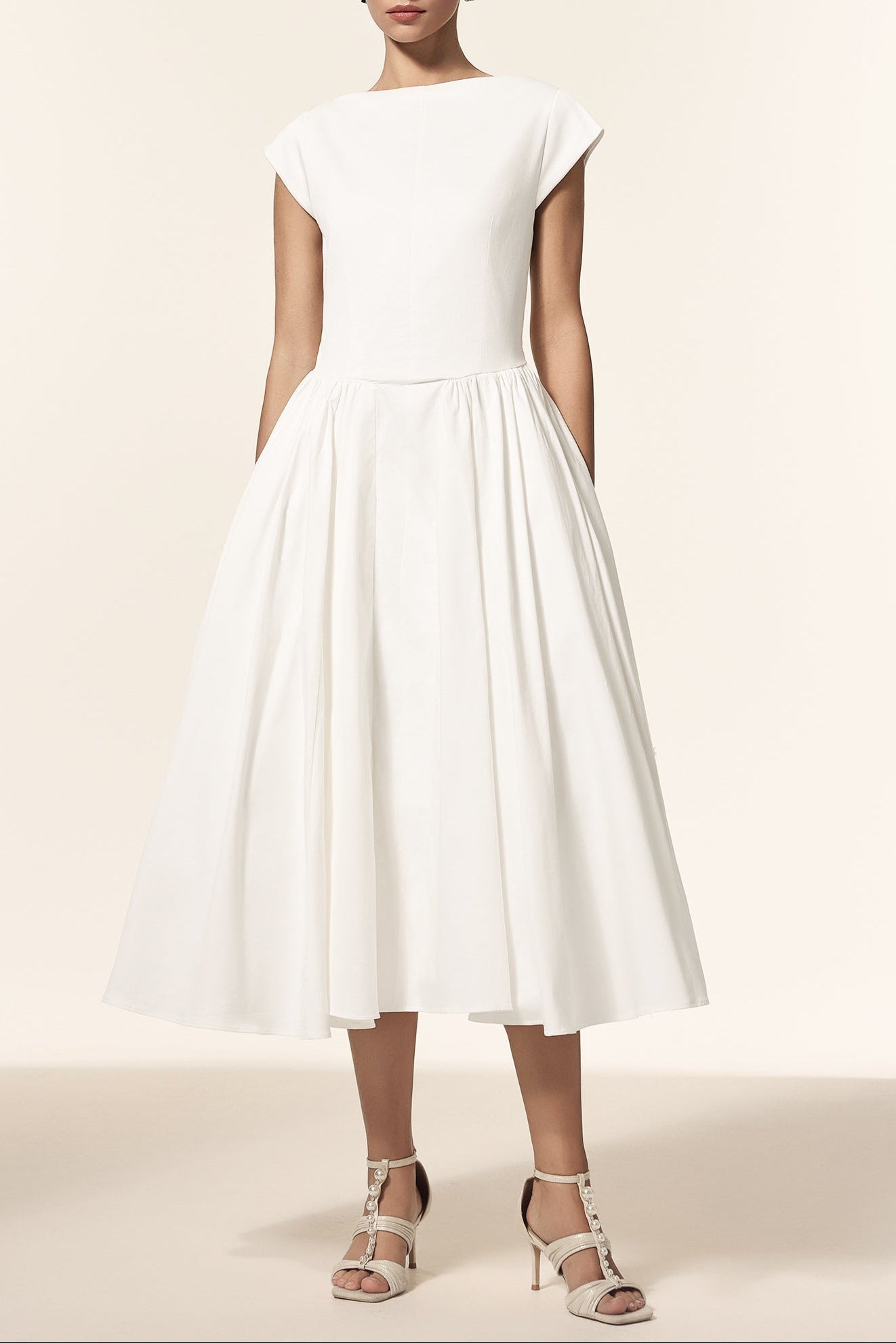 Flowering Girl Women Lillian white Sleeveless Folds Midi Dress