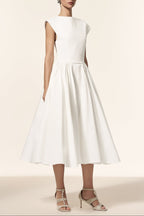 Flowering Girl Women Lillian white Sleeveless Folds Midi Dress