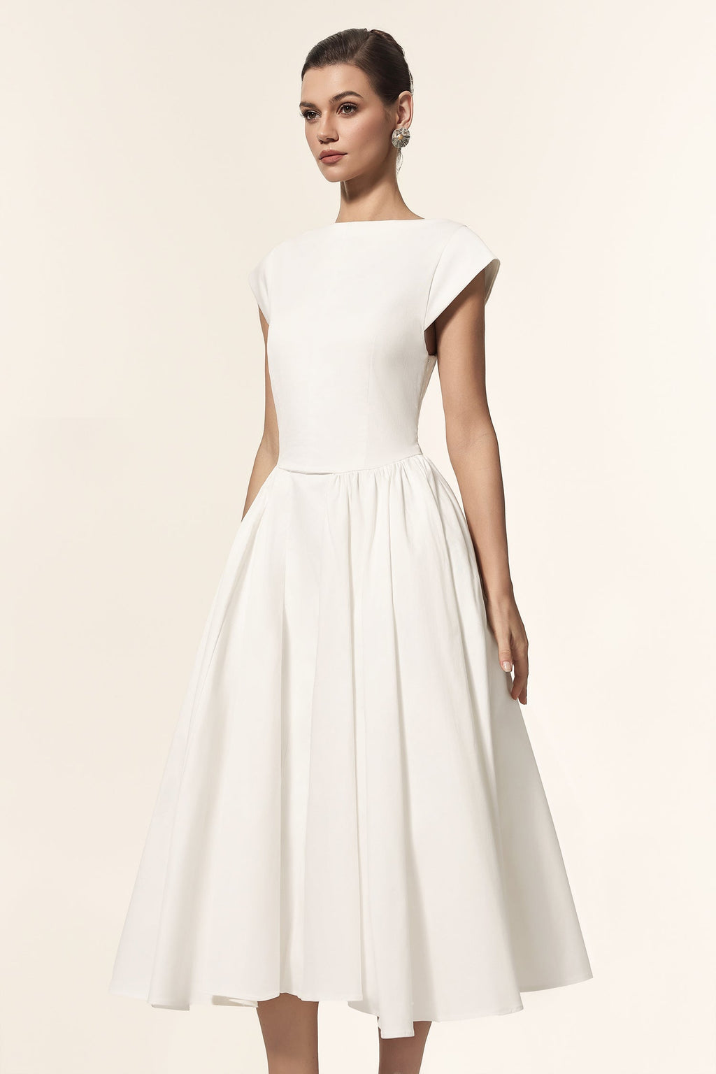 Flowering Girl Women Lillian white Sleeveless Folds Midi Dress