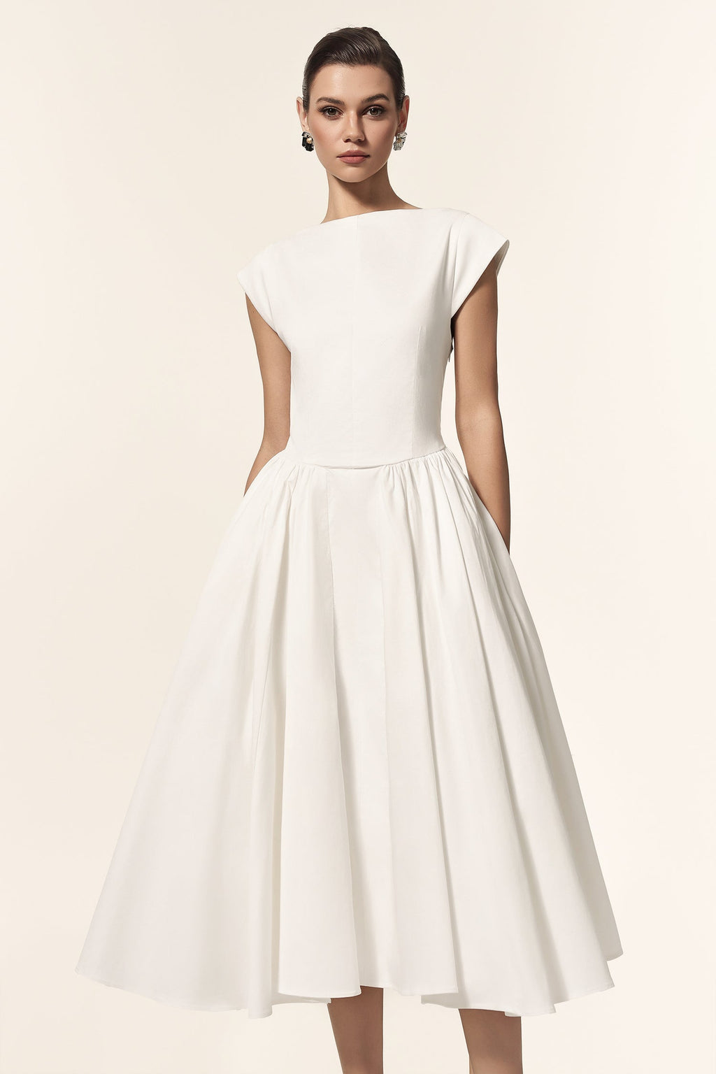 Flowering Girl Women Lillian white Sleeveless Folds Midi Dress