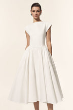 Flowering Girl Women Lillian white Sleeveless Folds Midi Dress