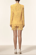 Rosee Halter Long Sleeves Lace Coat And Shorts Three-Piece Set