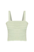 Rhinestone Trim Knit Crop Top in Almond Green