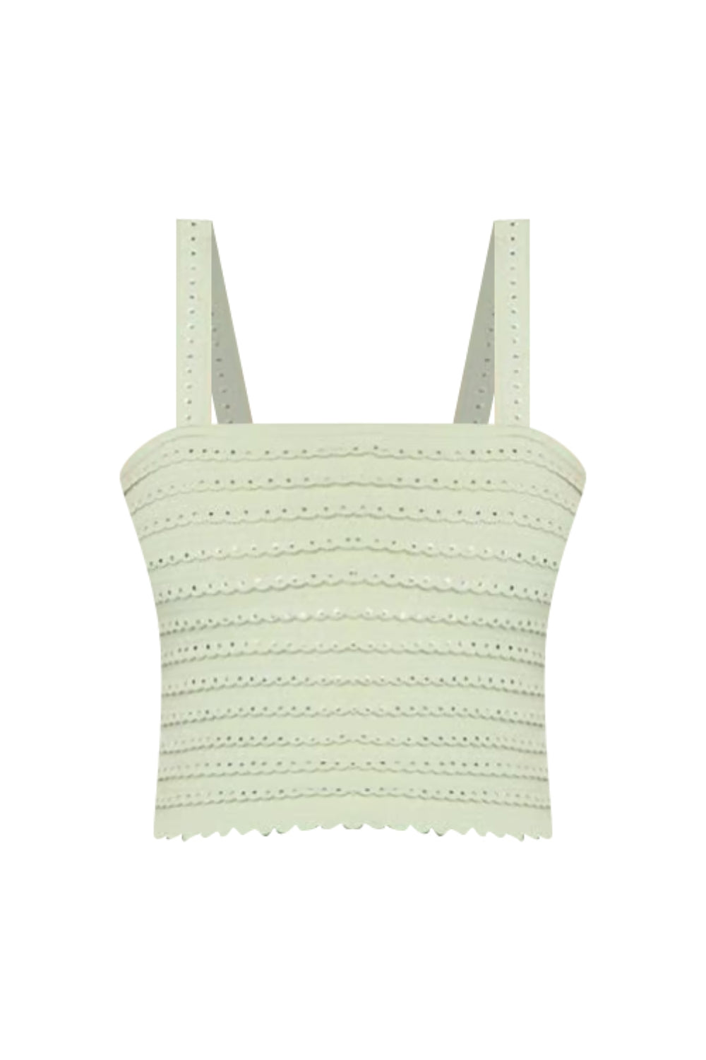 Flowering Girl Women Rhinestone Trim Knit Crop Top In Almond Green