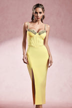 michaelia Sleeveless Diamond Slit Bandage Midi Dress