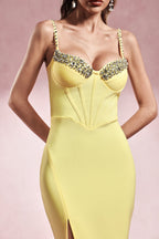 michaelia Sleeveless Diamond Slit Bandage Midi Dress
