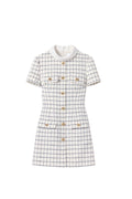 Decorative buttons Check Mini dress in white