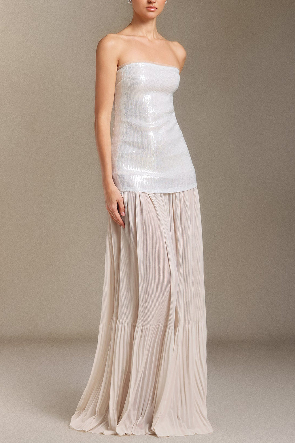 Flowering Girl Women Vafa Chest smearing Sequins Chiffon maxi dress