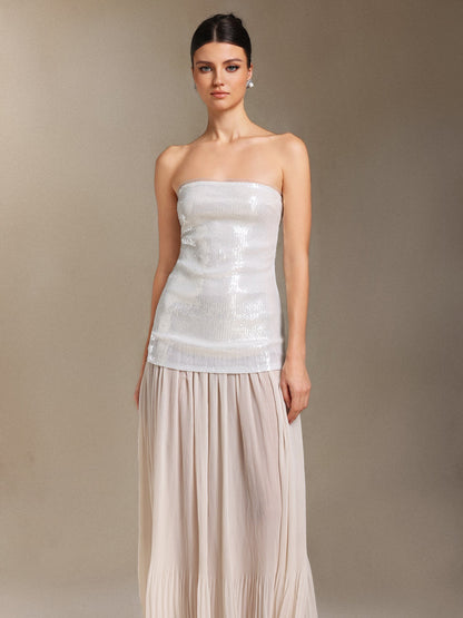 Vafa Chest smearing Sequins Chiffon maxi dress