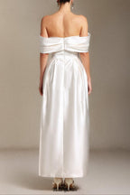 donna Bare shoulders Flower cylinder maxi dress in white