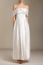 donna Bare shoulders Flower cylinder maxi dress in white