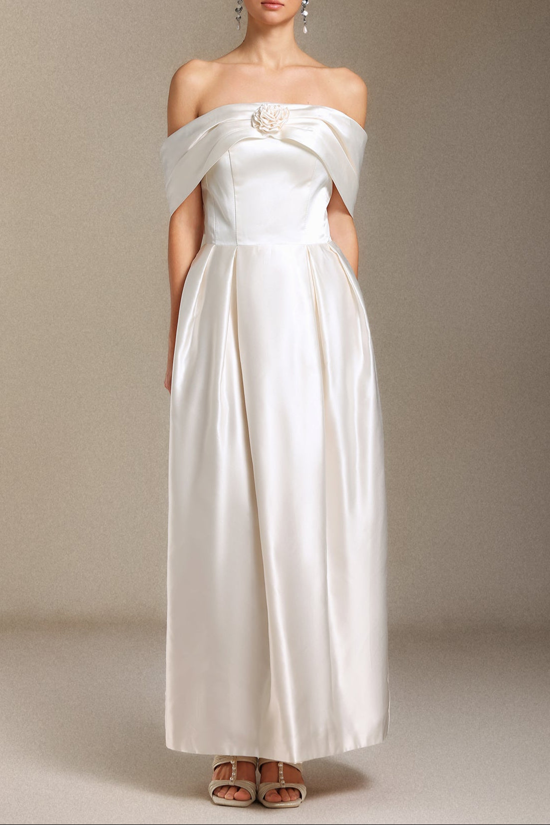 Flowering Girl Women Donna Bare Shoulders Flower Cylinder Maxi Dress In White