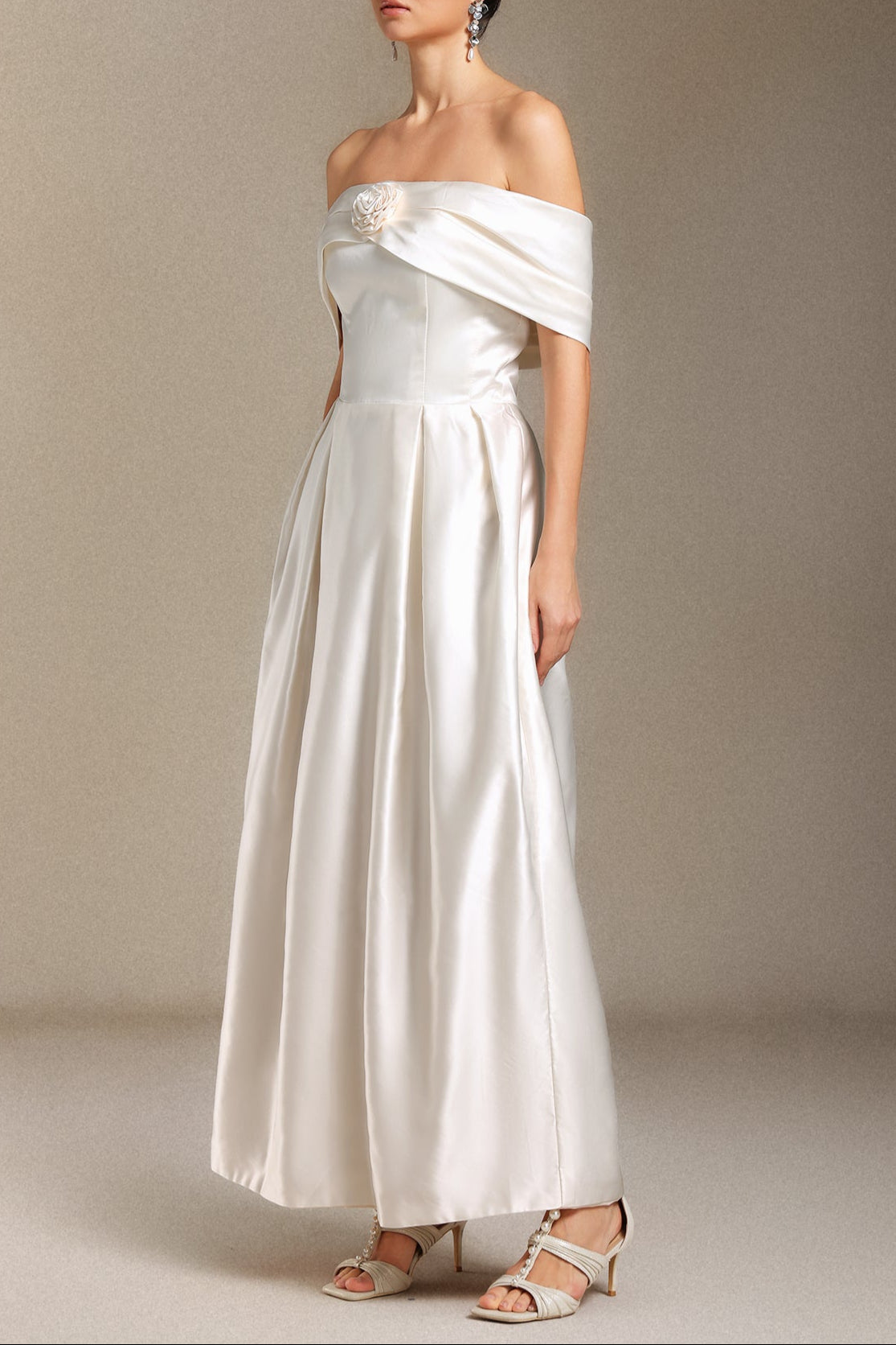 Flowering Girl Women Donna Bare Shoulders Flower Cylinder Maxi Dress In White