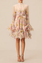 Lana Long Sleeve Chiffon Floral Mini Dress