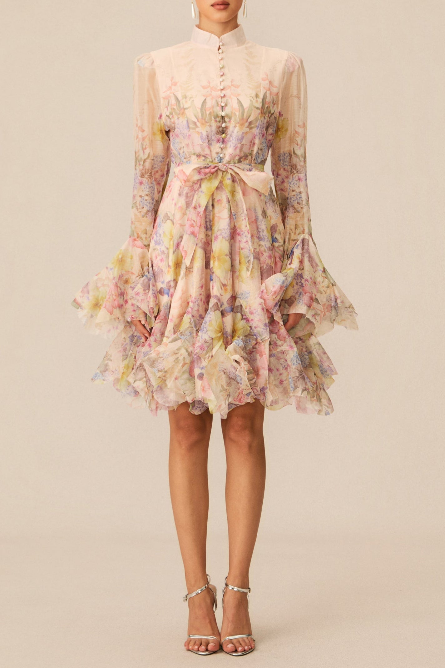 Lana Long Sleeve Chiffon Floral Mini Dress