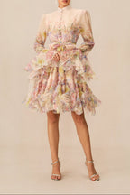 Lana Long Sleeve Chiffon Floral Mini Dress
