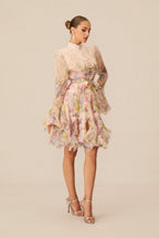 Lana Long Sleeve Chiffon Floral Mini Dress