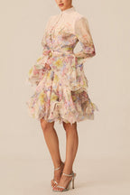 Lana Long Sleeve Chiffon Floral Mini Dress