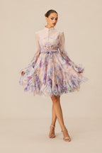 Lana Long Sleeve Chiffon Floral Mini Dress
