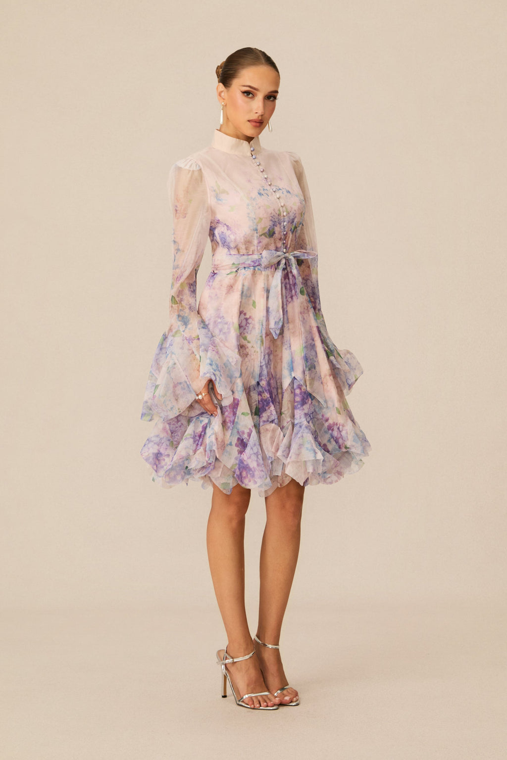 Lana Long Sleeve Chiffon Floral Mini Dress