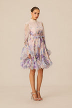 Lana Long Sleeve Chiffon Floral Mini Dress