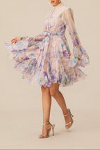 Lana Long Sleeve Chiffon Floral Mini Dress