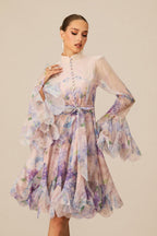 Lana Long Sleeve Chiffon Floral Mini Dress