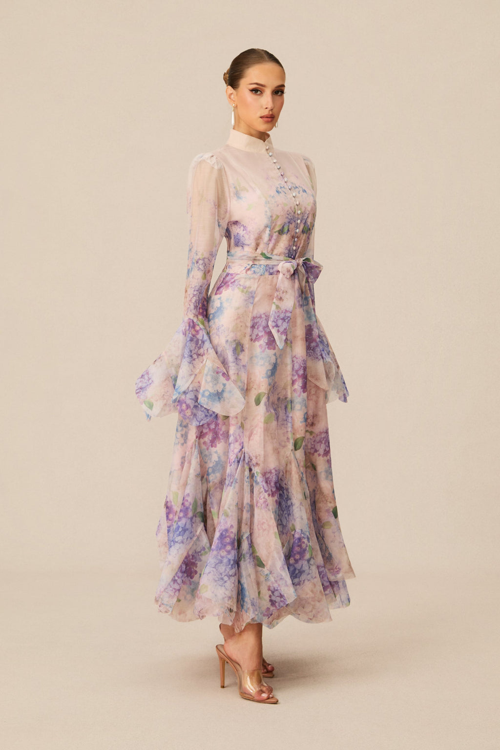 Alessia Long Sleeve Floral Mock Neck Maxi Dress