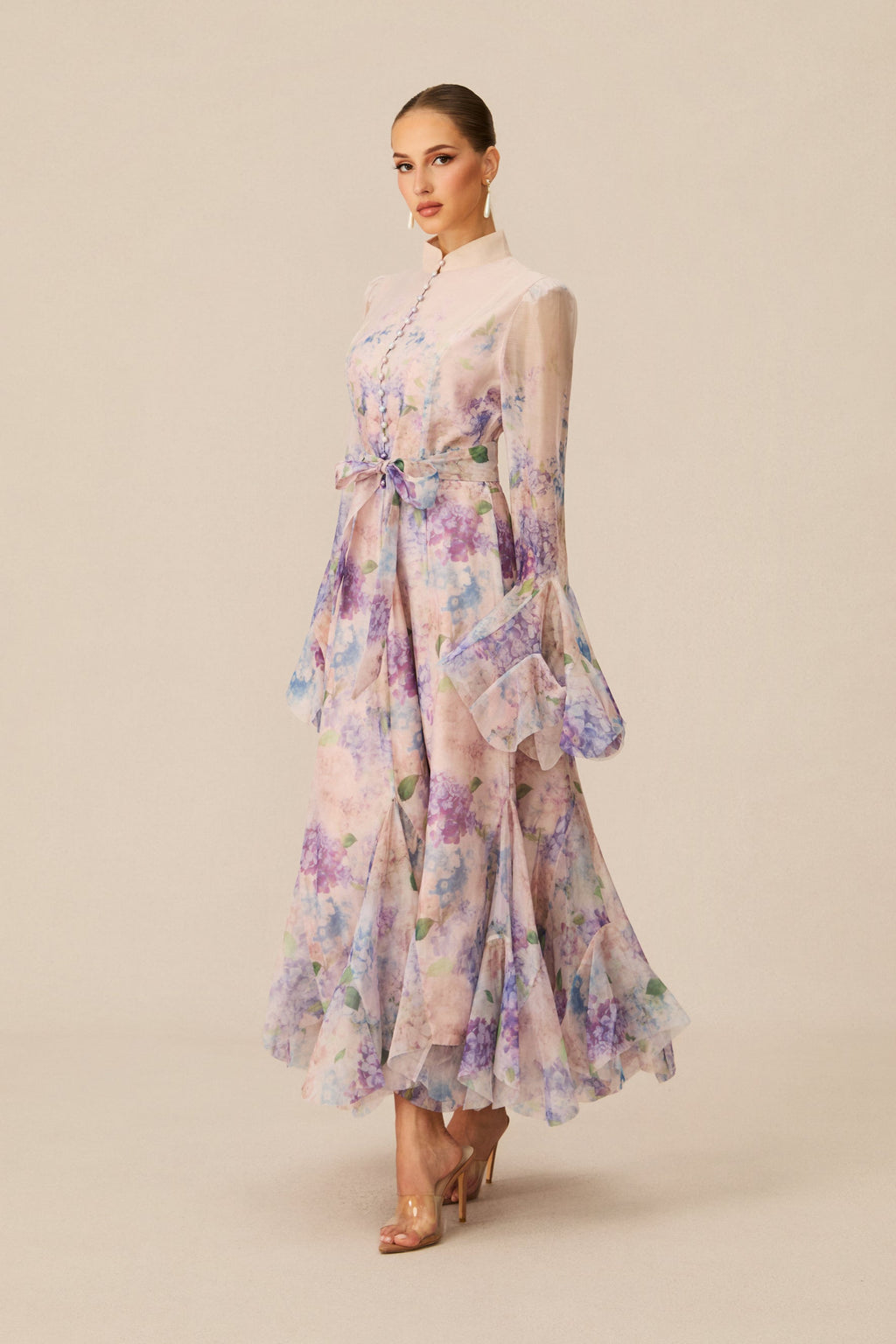Alessia Long Sleeve Floral Mock Neck Maxi Dress