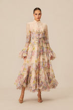 Alessia Long Sleeve Floral Mock Neck Maxi Dress