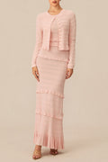 mildred Pink Textured Knit Maxi Dress & Cardigan Set