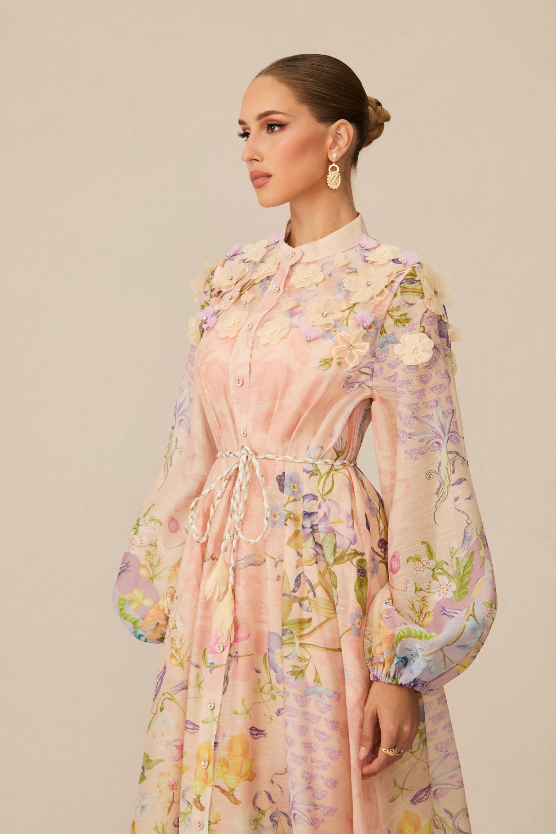 Kate Floral Print Tie Waist Maxi Dress