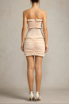 olivia Sleeveless Folds Midi Dress in pale pink