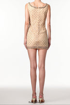 mona Embellished Rhinestone Sequin Mini Dress in yellow