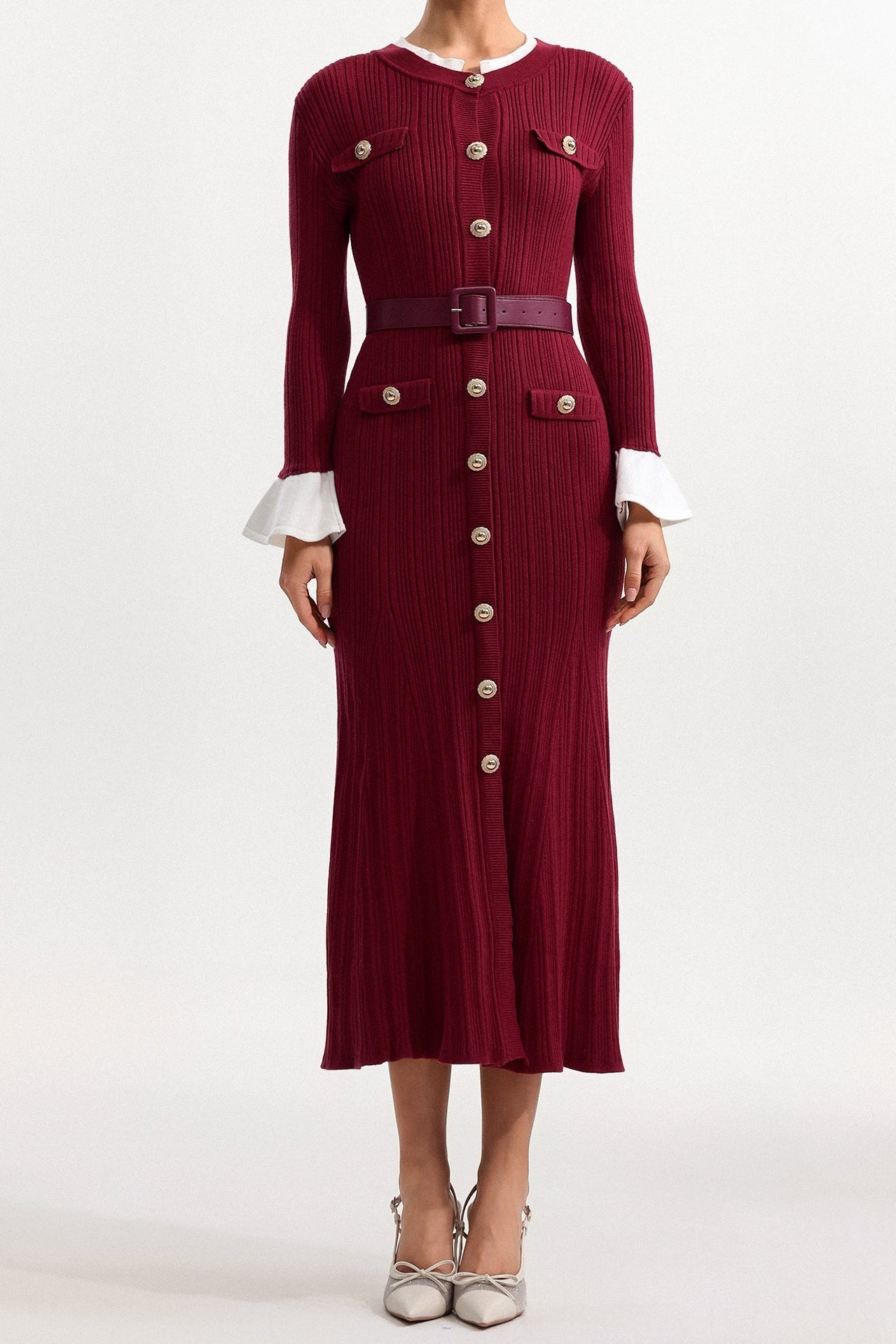 Wallis Contour Round Neck Long Sleeve Knit Maxi Dress
