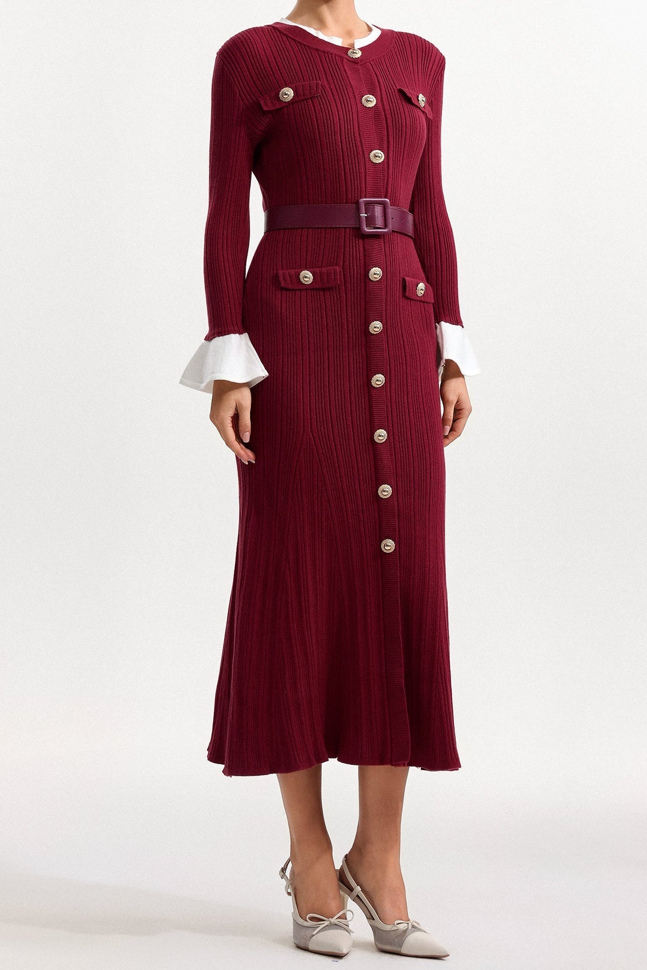 Wallis Contour Round Neck Long Sleeve Knit Maxi Dress