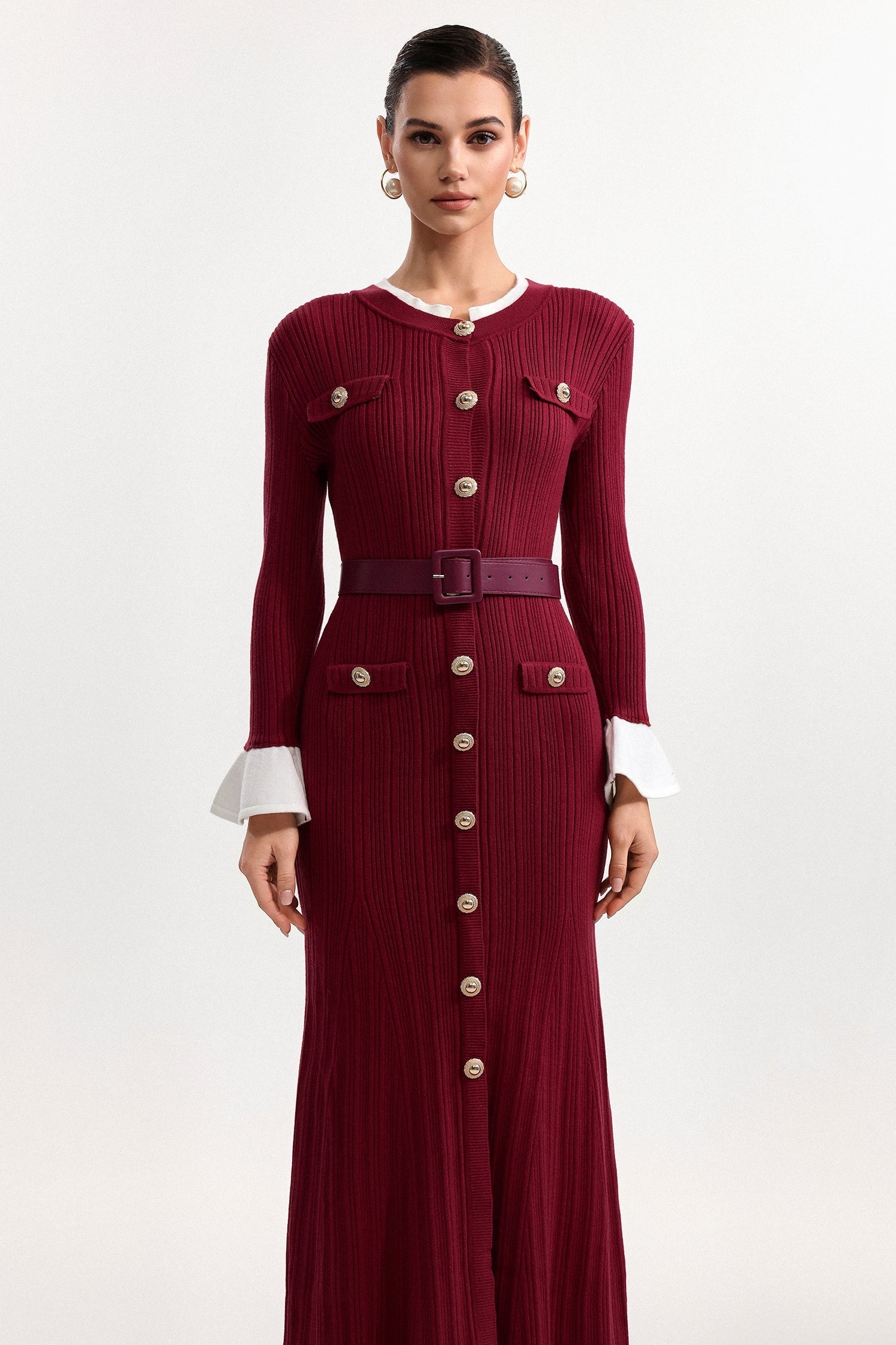 wallis Contour Round Neck Long Sleeve Knit Maxi Dress