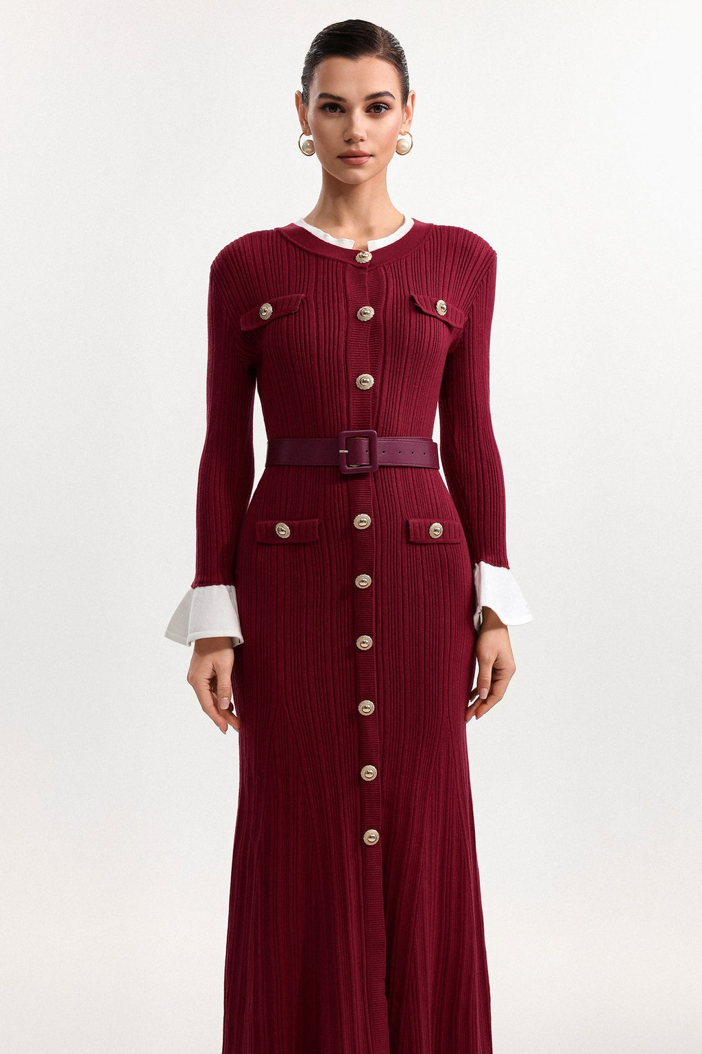Wallis Contour Round Neck Long Sleeve Knit Maxi Dress